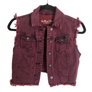 Bullhead Black Red Denim Vest Size Medium